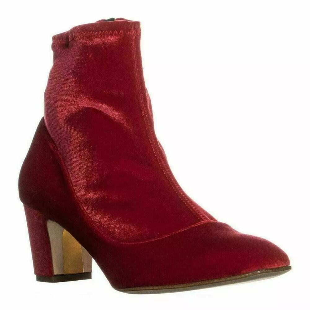 Rupert Sanderson Women Fernie Ankle Sock Bootie Sz US 8.5 EU 38.5 Sangria Velvet